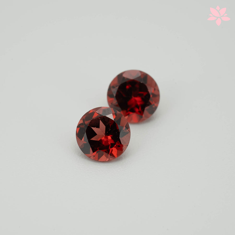 NATURAL ALMANDINE GARNET PAIR | 2.14 CT | ORANGISH RED | ROUND