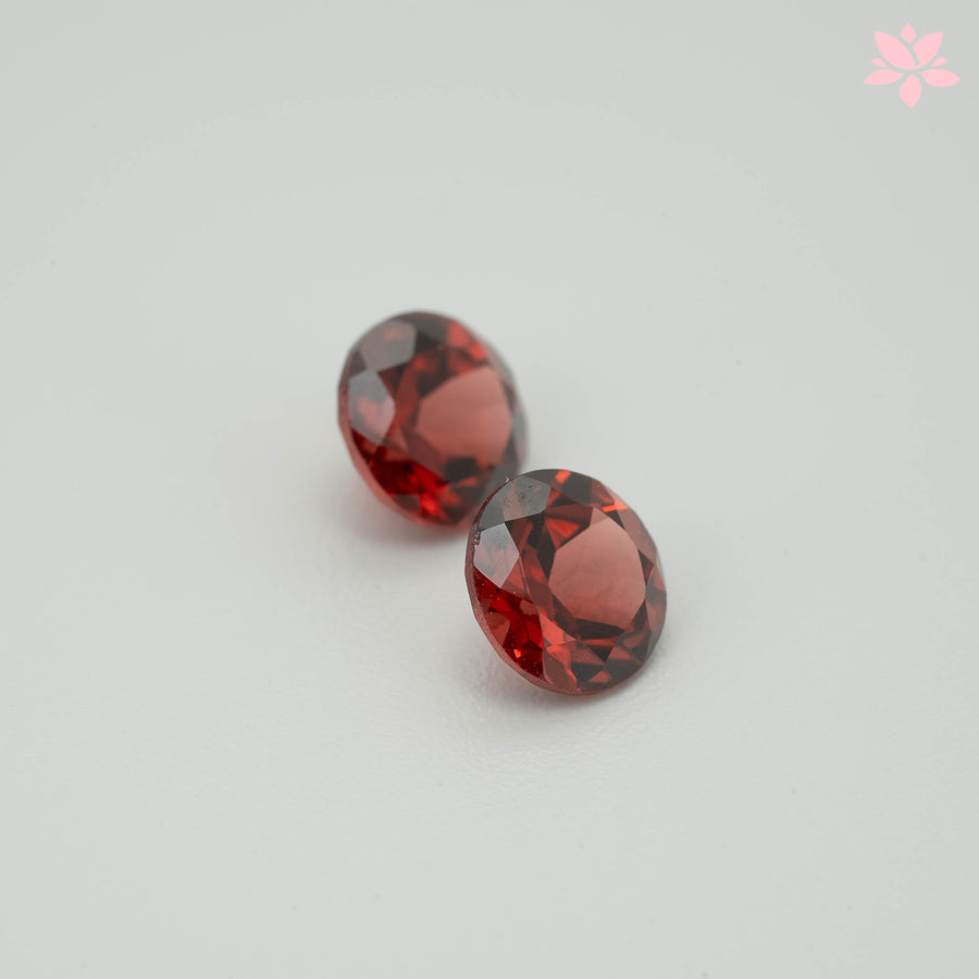 NATURAL ALMANDINE GARNET PAIR | 2.14 CT | ORANGISH RED | ROUND