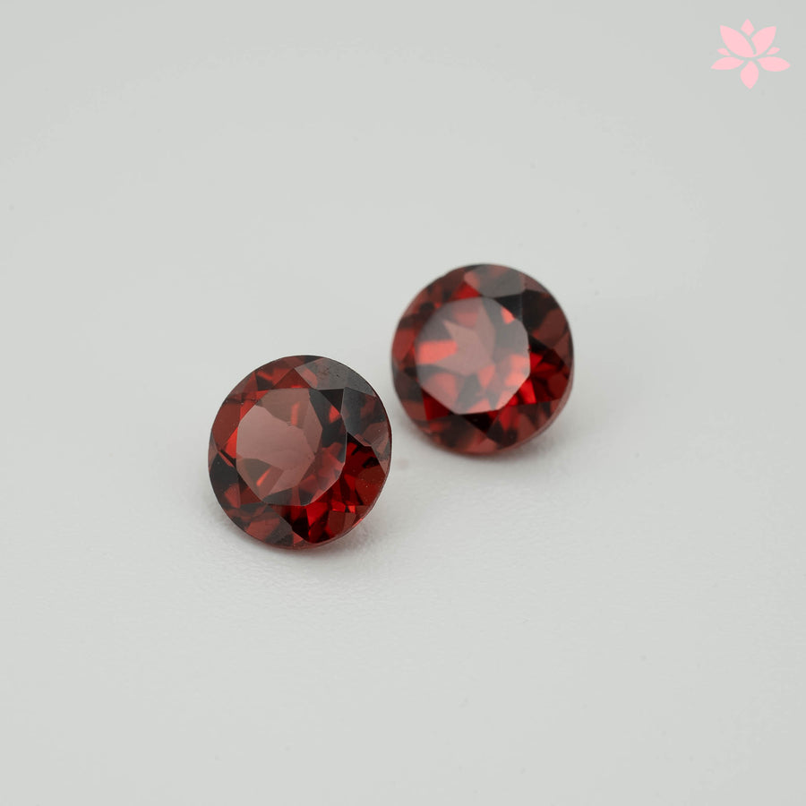NATURAL ALMANDINE GARNET PAIR | 2.14 CT | ORANGISH RED | ROUND