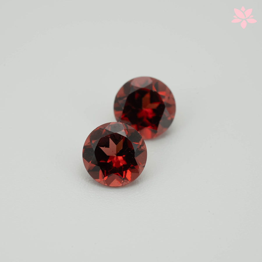 NATURAL ALMANDINE GARNET PAIR | 2.14 CT | ORANGISH RED | ROUND