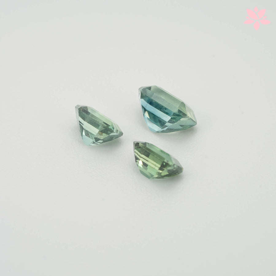 NATURAL CEYLON SAPPHIRE SET | 1.26 CT | GREEN | OCTAGONAL
