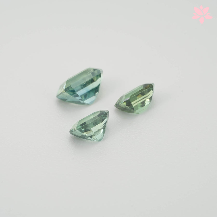 NATURAL CEYLON SAPPHIRE SET | 1.26 CT | GREEN | OCTAGONAL