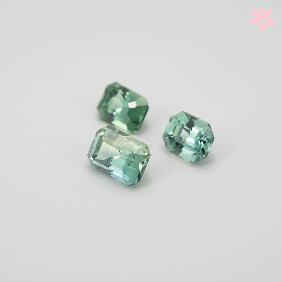 NATURAL CEYLON SAPPHIRE SET | 1.26 CT | GREEN | OCTAGONAL