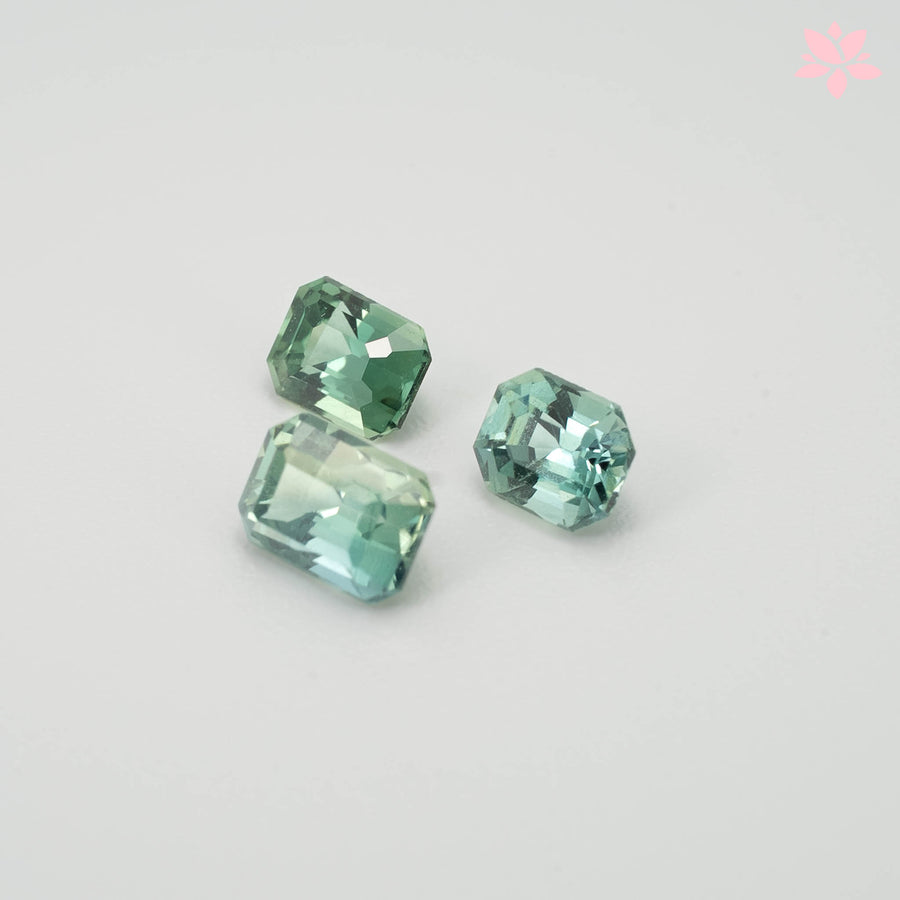 NATURAL CEYLON SAPPHIRE SET | 1.26 CT | GREEN | OCTAGONAL