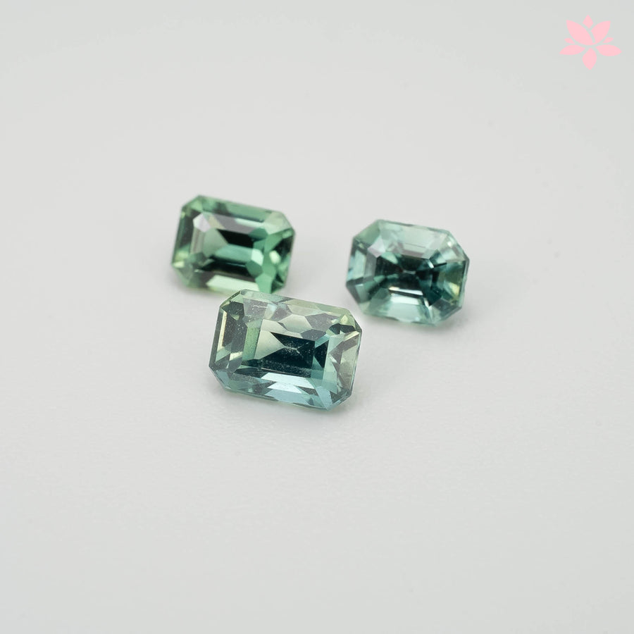 NATURAL CEYLON SAPPHIRE SET | 1.26 CT | GREEN | OCTAGONAL
