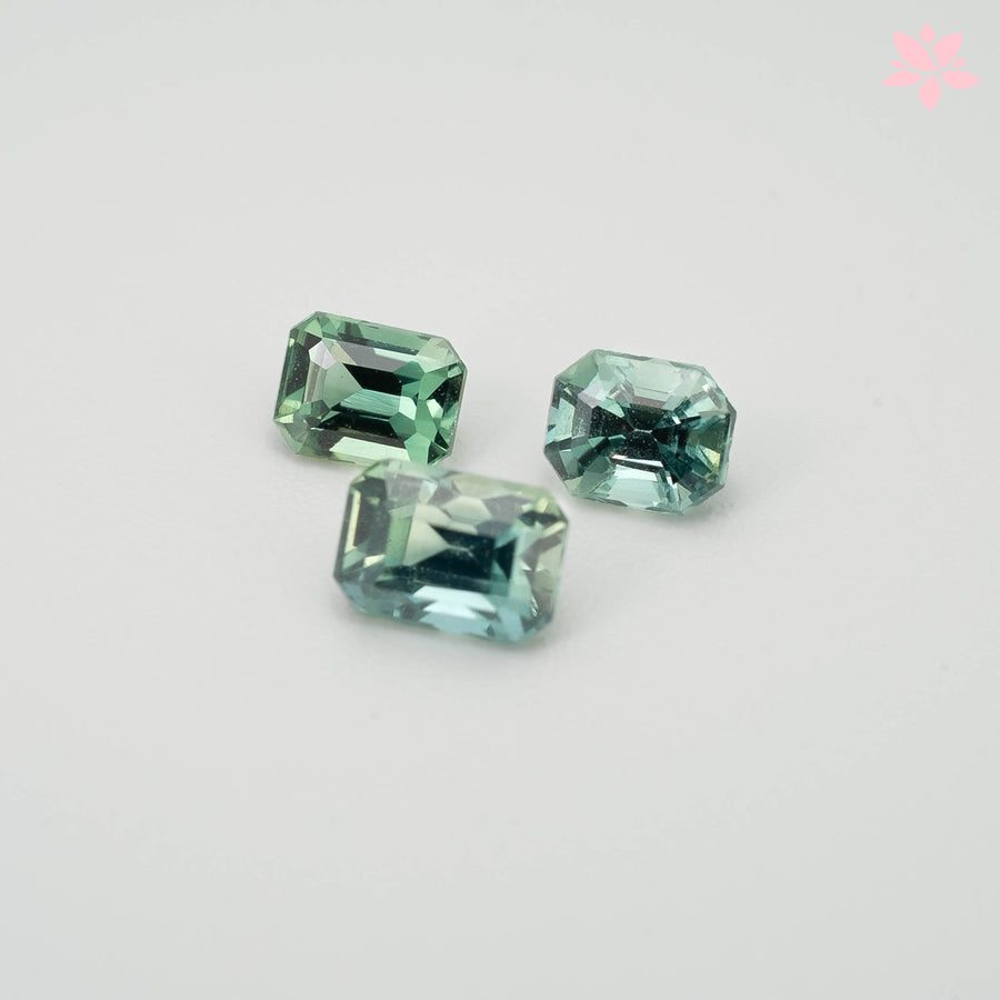 NATURAL CEYLON SAPPHIRE SET | 1.26 CT | GREEN | OCTAGONAL