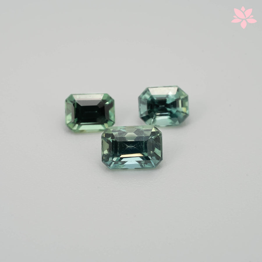 NATURAL CEYLON SAPPHIRE SET | 1.26 CT | GREEN | OCTAGONAL