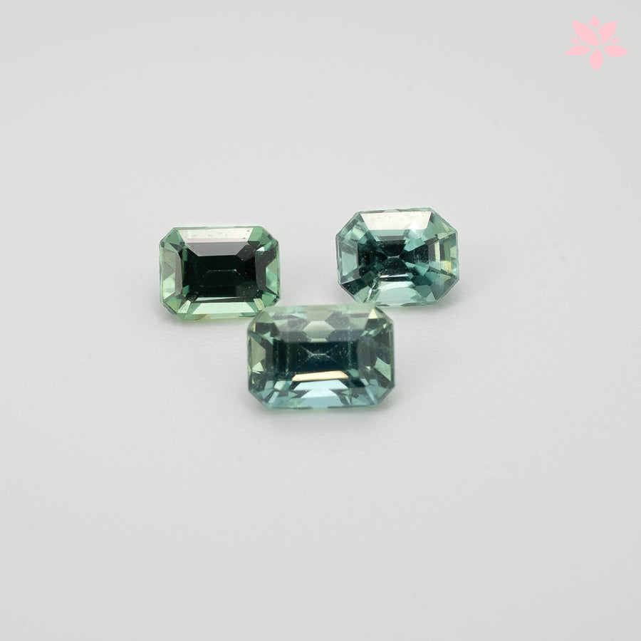 NATURAL CEYLON SAPPHIRE SET | 1.26 CT | GREEN | OCTAGONAL