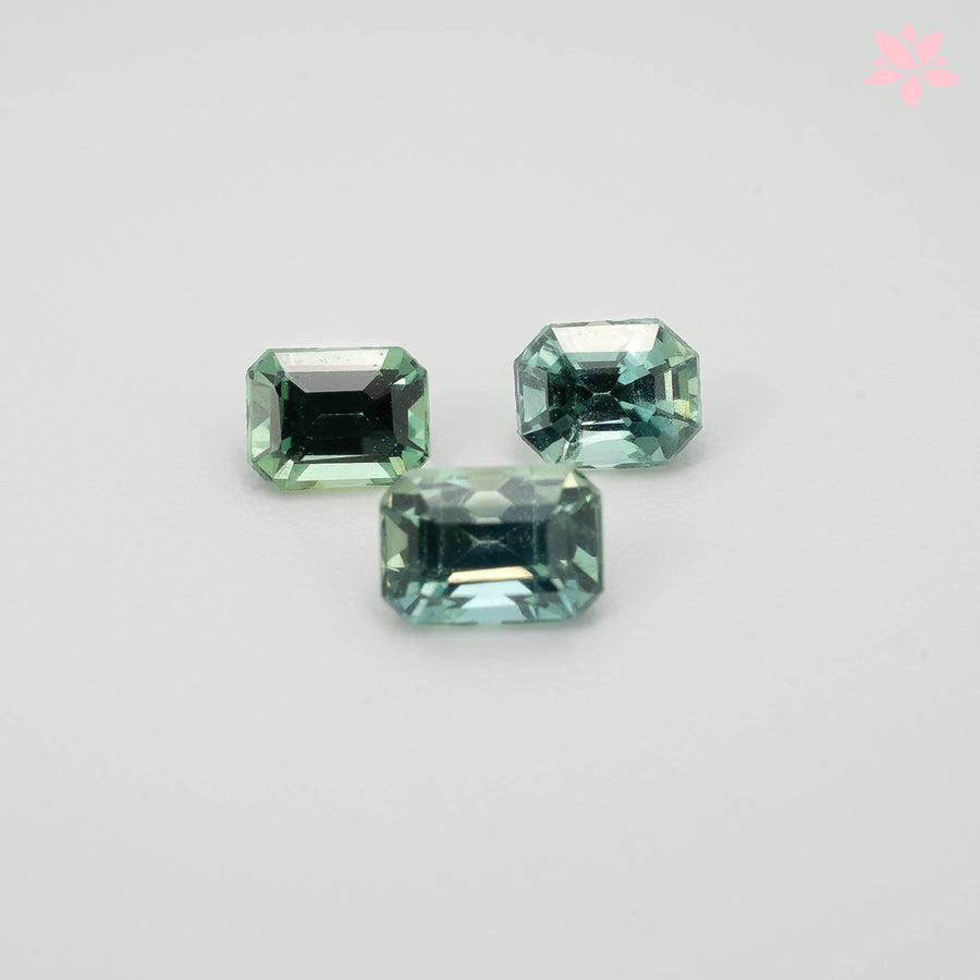 NATURAL CEYLON SAPPHIRE SET | 1.26 CT | GREEN | OCTAGONAL