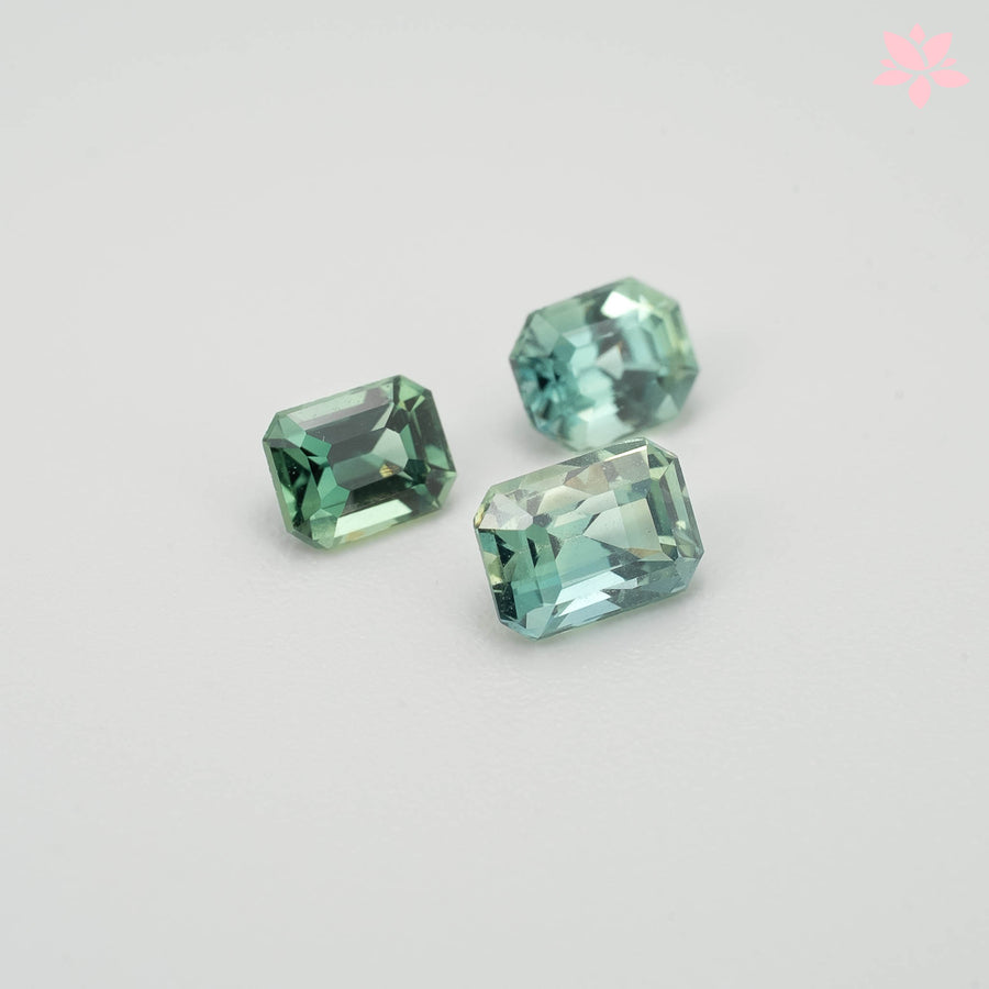 NATURAL CEYLON SAPPHIRE SET | 1.26 CT | GREEN | OCTAGONAL