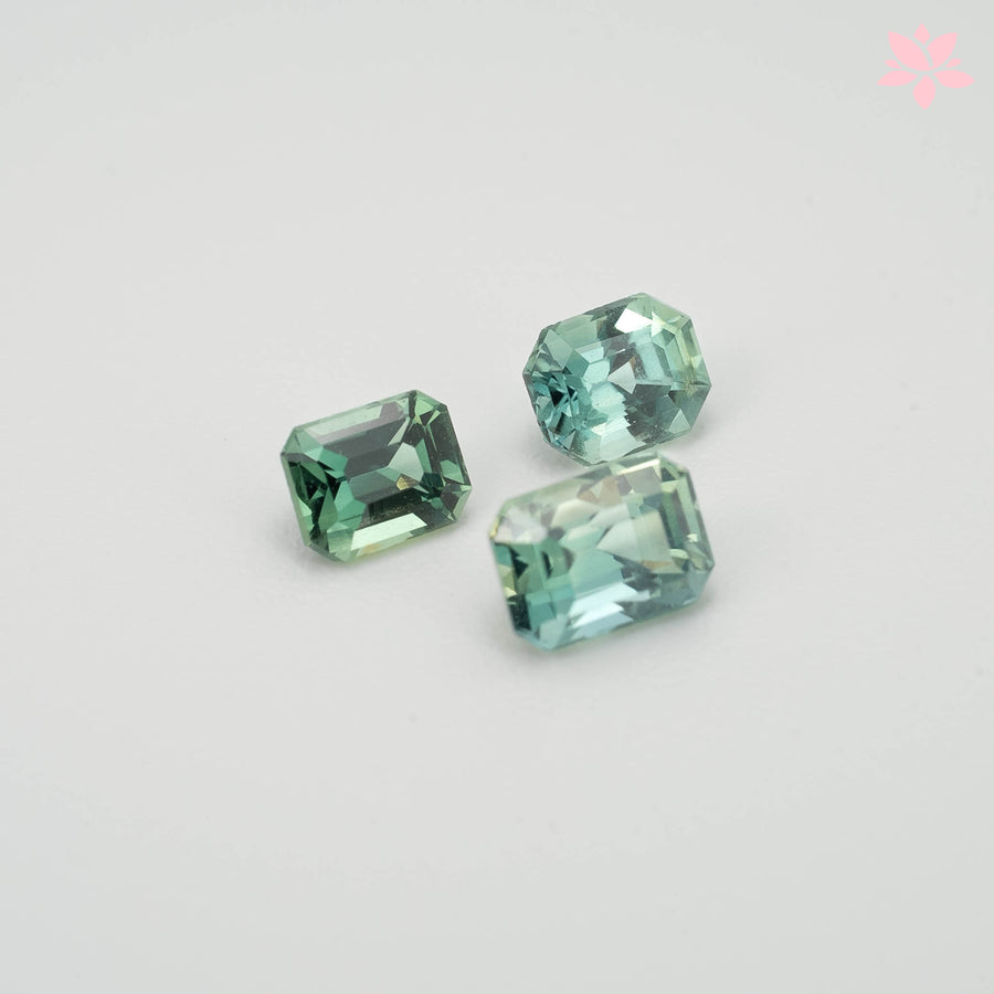 NATURAL CEYLON SAPPHIRE SET | 1.26 CT | GREEN | OCTAGONAL