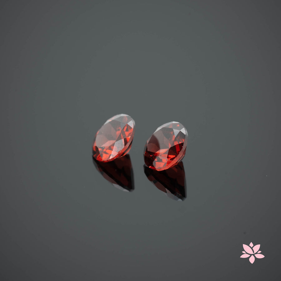 NATURAL ALMANDINE GARNET PAIR | 2.14 CT | ORANGISH RED | ROUND