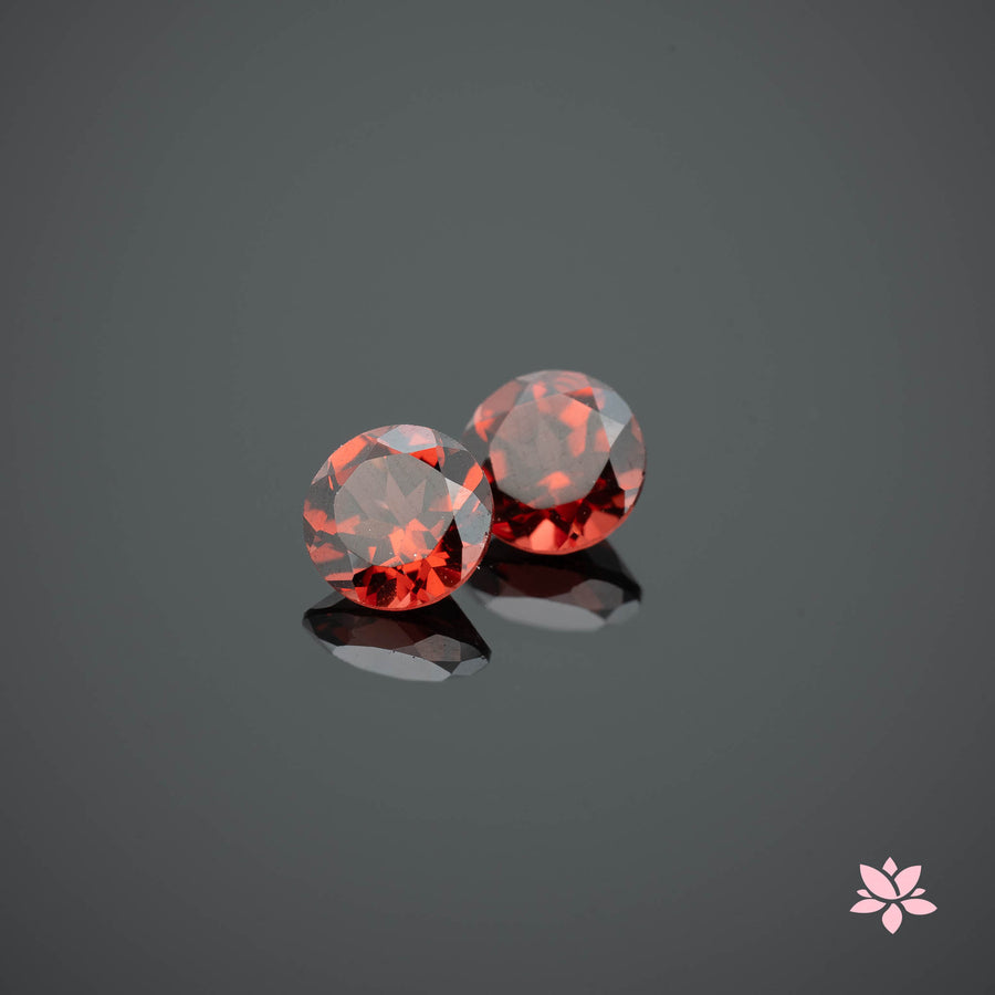 NATURAL ALMANDINE GARNET PAIR | 2.14 CT | ORANGISH RED | ROUND