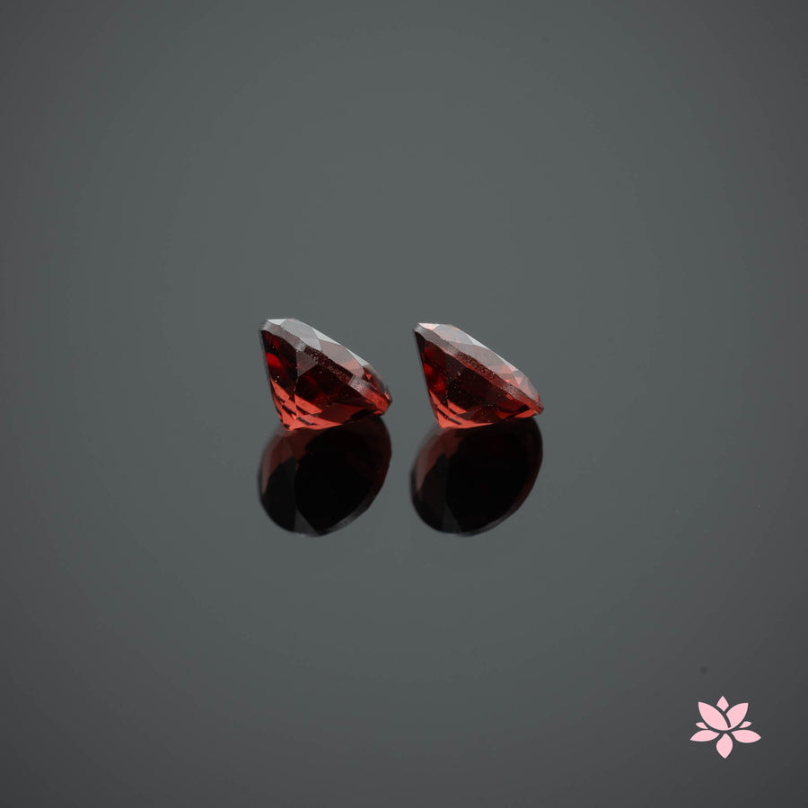 NATURAL ALMANDINE GARNET PAIR | 2.14 CT | ORANGISH RED | ROUND